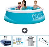 Intex Rond Opblaasbaar Easy Set Zwembad - 183 x 51 cm - Blauw - Inclusief Solarzeil - Onderhoudspakket - Zwembadfilterpomp - Stofzuiger