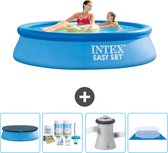 Intex Rond Opblaasbaar Easy Set Zwembad - 244 x 61 cm - Blauw - Inclusief Afdekzeil - Onderhoudspakket - Zwembadfilterpomp - Grondzeil