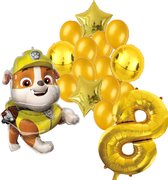 Paw Patrol Rubble ballonnen pakket - 64x81cm - 8 jaar - Folie Ballon set - Themafeest - Verjaardag - Ballonnen - Versiering - Helium ballon
