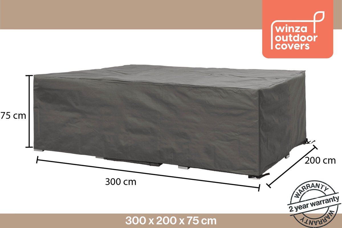 Winza Outdoor Covers - Premium - beschermhoes loungeset - Maat L - Afmeting : 300x200x75 cm - Tuinsethoes - Kleurecht - 2 jaar garantie Merk: Winza Outdoor Covers