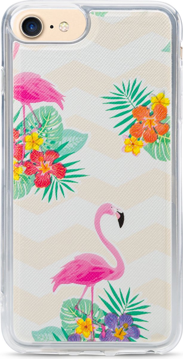 My Style Hoesje geschikt voor Apple iPhone 8 Plus Telefoonhoesje Flexibel TPU | My Style Magneta Backcover | iPhone 8 Plus Case | Back Cover - Flamingo
