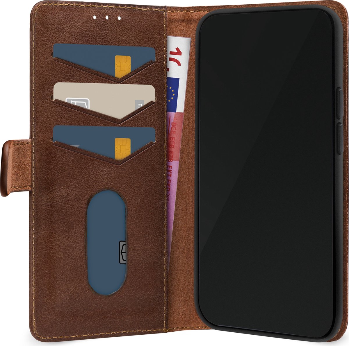 Mobilize Telefoonhoesje geschikt voor Apple iPhone 6s Hoesje Echt Leer | Mobilize Wallet Bookcase Portemonnee | Pasjeshouder voor 3 Pasjes | Telefoonhoesje voor Pinpas / OV Kaart / Rijbewijs - Bruin