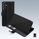 Mobilize Telefoonhoesje geschikt voor Samsung Galaxy A14 Hoesje Echt Leer | Mobilize Wallet Bookcase Portemonnee | Pasjeshouder voor 3 Pasjes | Telefoonhoesje voor Pinpas / OV Kaart / Rijbewijs - Zwart