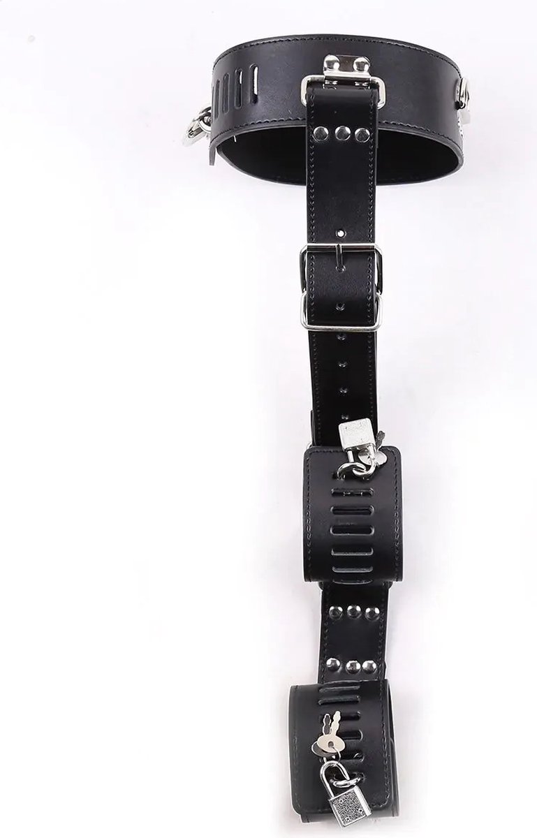 Goedkoopste Fixxx - Collar met Boeien aan Riem - Zwart