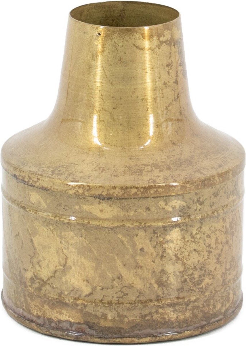 homebound by ky Metalen vaas peach | 6,5x14x17cm | bloemenvaas metaal Goud