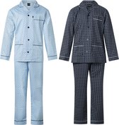 Gentlemen - 2 heren pyjama poplin katoen - blue en navy - maat 56 - VADERDAG CADEAU