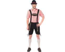 Partychimp Voordelige Korte Lederhose Man Johann Oktoberfest Heren Lederhosen Man Carnavalskleding Heren Carnaval - Maat XL - Zwart - Polyester