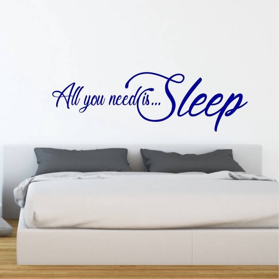 Muursticker All You Need Is Sleep - Rose - 80 x 24 cm - Chambre à coucher avec textes anglais - Muursticker4Sale