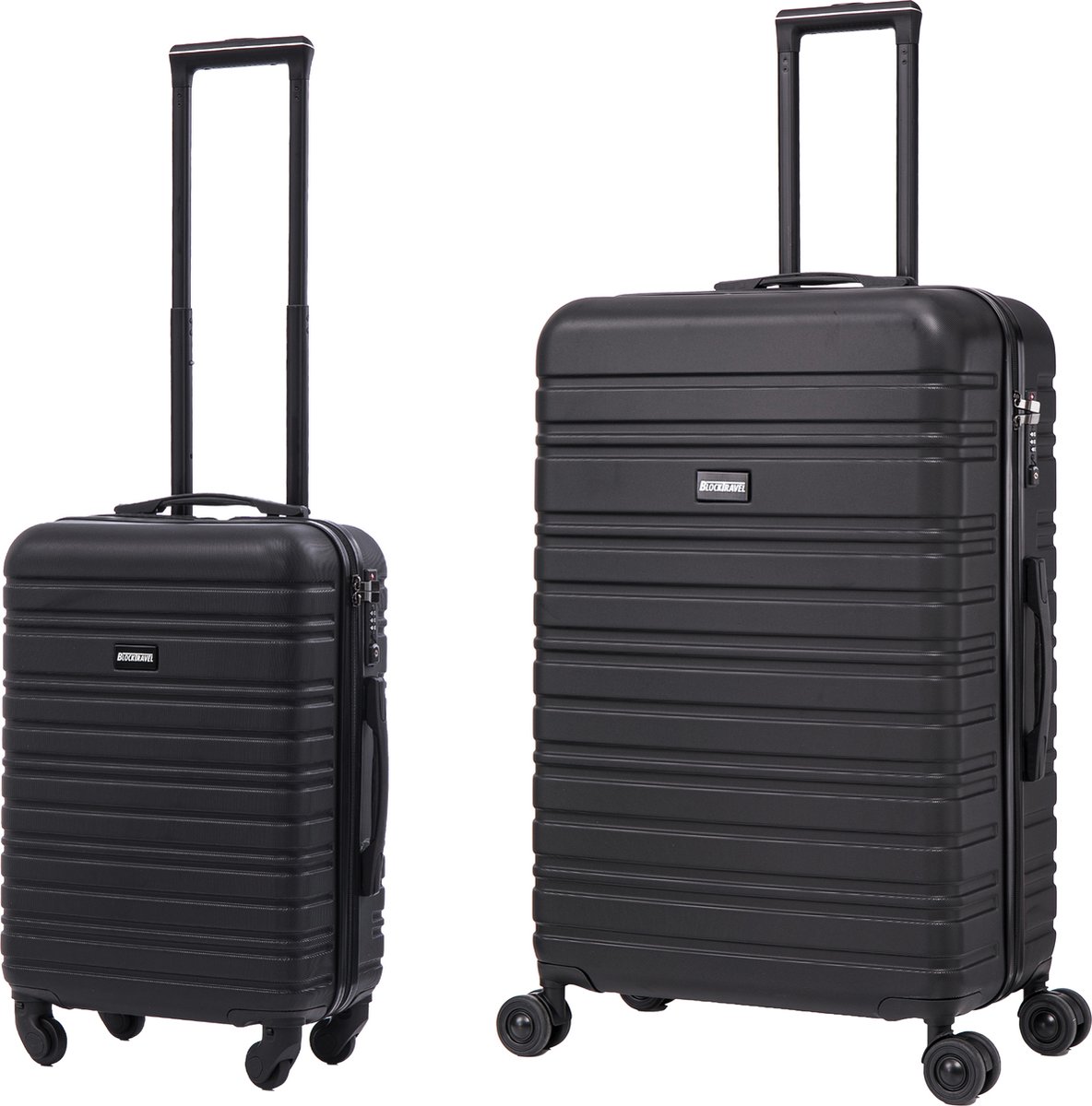 BlockTravel kofferset 2 delig ABS ruimbagage en handbagage 39 en 95 liter - inbouw TSA slot - zwart