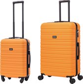 BlockTravel kofferset 2 delig ABS ruimbagage en handbagage 39 en 95 liter - inbouw TSA slot - oranje