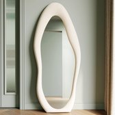 Ovale Prachtige Spiegel - Full body spiegel - Staande spiegel - Tegen de muur te leunen - Witte wandspiegel voor slaapkamer, woonkamer, kleedkamer - Velvet - 180cm x 75cm