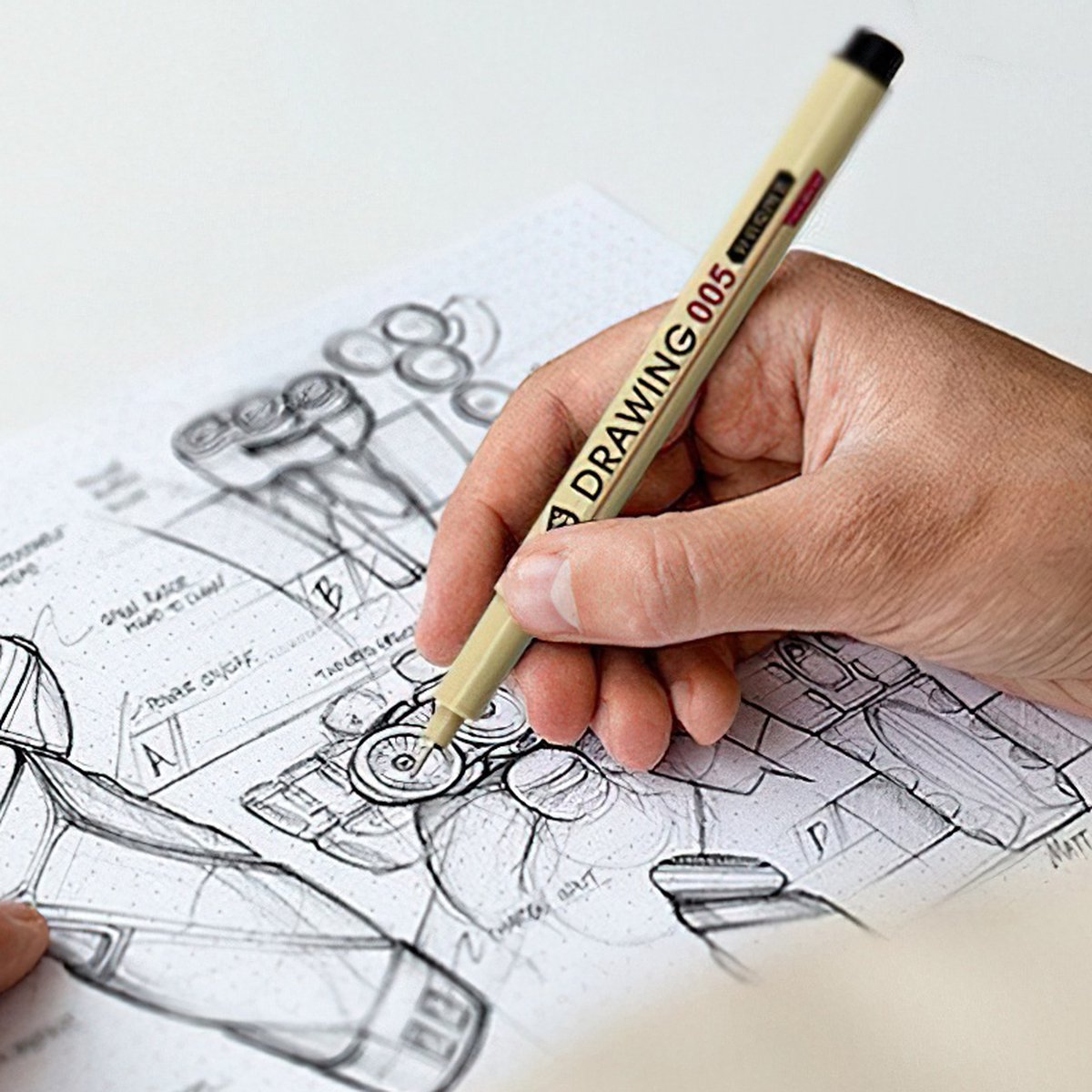 Ainy - Micro Fineliners Zes watervast - set van 6 zwart fineliner | fine liner kawaii manga / anime tekenen op schetsboek | bullet journal | handlettering | Pigment liner penselen | calligraphy pennen — afbeelding 8