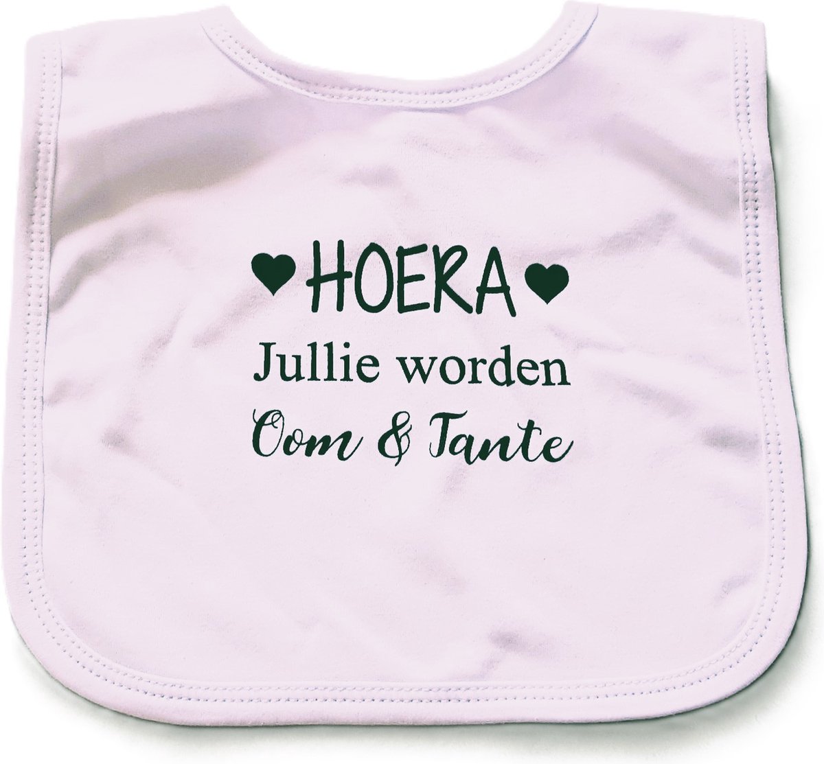 Baby slabbetje cadeau tekst hoera jullie worden oom en tante zwangerschap bekendmaking aankondiging voor de liefste aanstaande geboorte gaat gaan zwangerschapsaankondiging
