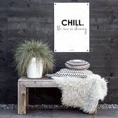 MOODZ design | Tuinposter | Buitenposter | Chill, the sun is shining | 70 x 100 cm | Wit