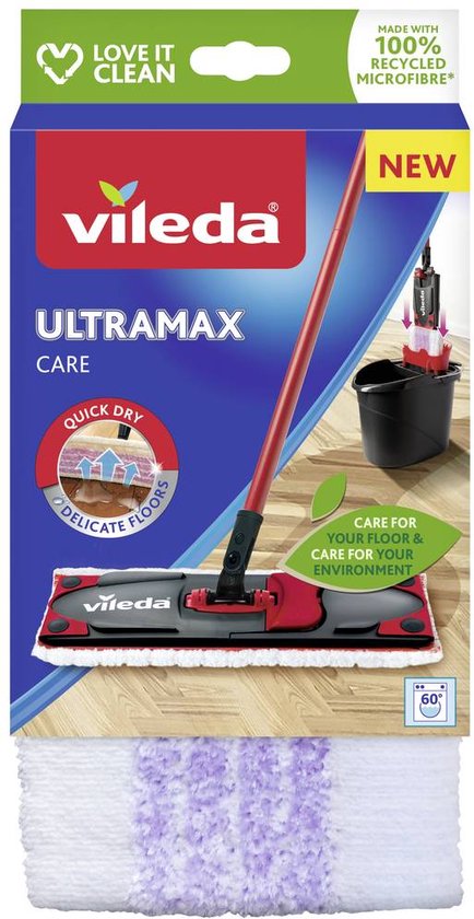 Vileda Ultramax Care Vervanging - 1 per verpakking - Voor delicate vloeren - 100% gerecycleerd microvezel