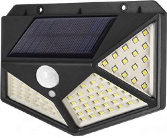 Solar Buitenlamp Met Bewegingssensor - Nacht Sensor -Solar Wandlamp Buiten - 100 LED-Waterdicht - Zwart