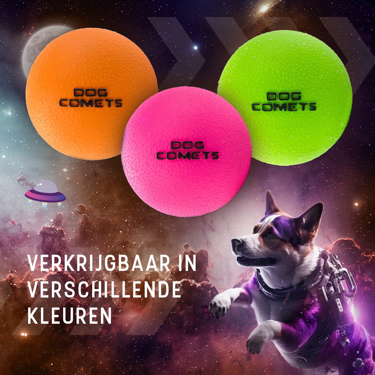 Dog Comets Ball Stardust Ø 6 cm - Rubberen Hondenbal - Hondenspeelgoed - Stuiterend en Drijvend honden speelgoed - Oranje - 2 Stuks thumbnail 6
