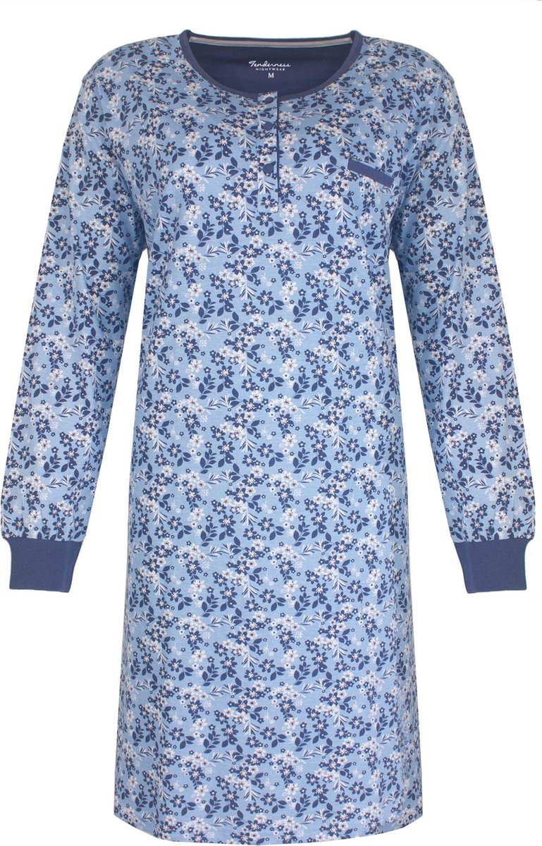 Tenderness Dames Nachthemd - Katoen - Indigo Blauw
