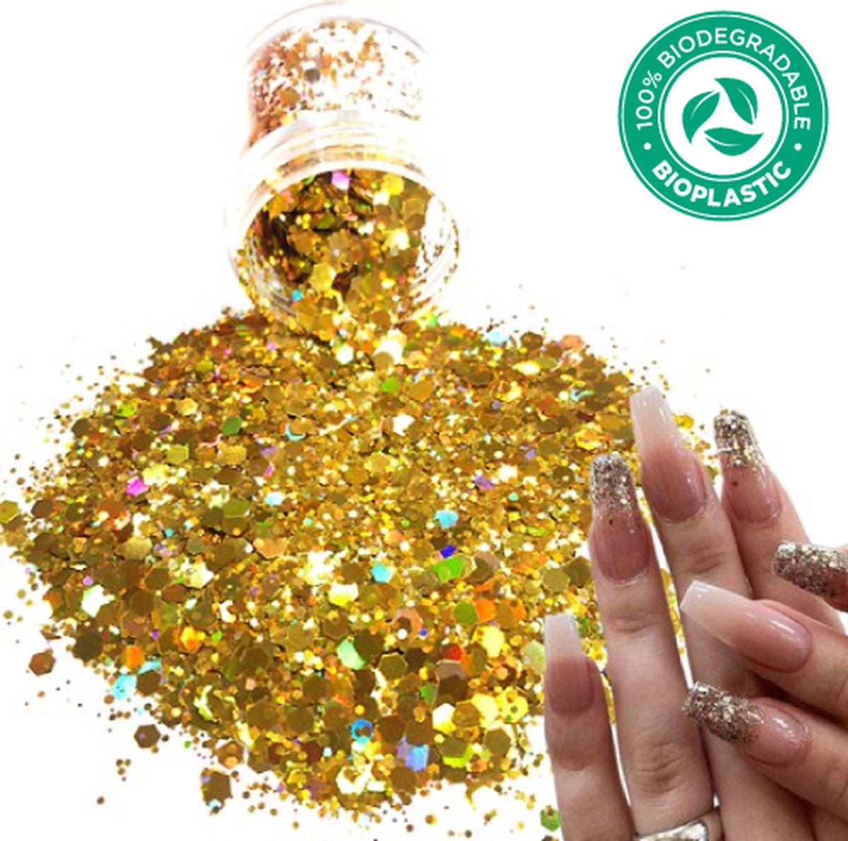 Goedkoopste Chunky Glitters (Goud) [Volume 8g - Festival Glitter Outfit Nagel Decoratie Versiering - Manicure Kunstnagels Nepnagels Acryl Nagels - Kinderen Volwassenen Dames Glitters]