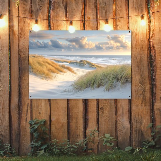 Affiche de jardin plage - Décoration de jardin dunes - 120x80 cm - Affiche nature pour le jardin - Décoration extérieure - Tableau de jardin de clôture - Décoration murale toile de jardin - Décoration murale balcon