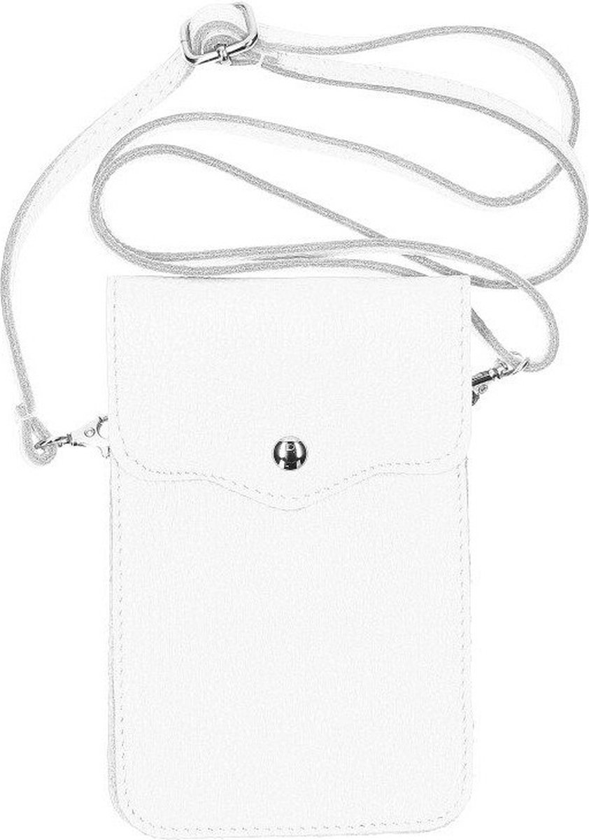 Wit Leren Telefoontasje Basic - Leren Schoudertassen - Leer - leder - Dames Tas Telefoontasjes - Wit
