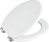 WC-bril Urbino, toiletbril met softclosemechanisme, wc-deksel voor zacht sluiten met roestvrije hygiënische bevestiging, van MDF, FSC® gecertificeerd, 36 x 42,5 cm, wit