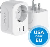 Voomy Amérique/ USA - World Plug Type A - USB-C & USB-A - Wit