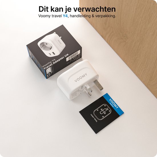 Voomy Reisstekker Engeland/UK - USB-C & USB-A - Wereldstekker Type G - Wit