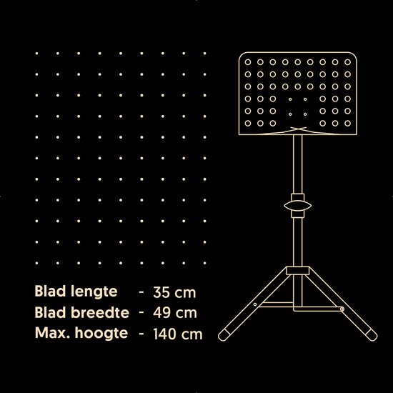 Muziekstandaard Heavy Duty, stevige Orkestlessenaar met geperforeerde metalen blad