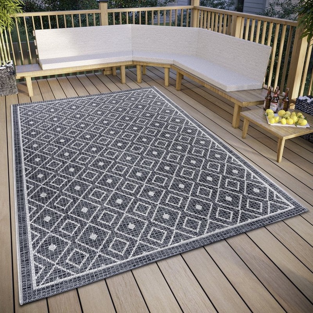 Flycarpets Clyde Binnen & Buitenkleed Vloerkleed Lahal Grijs / Beige - 115x170 cm