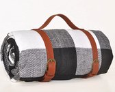 Picknickkleed 200x200cm - Waterdicht - Strandlaken - Picknick Kleed - Picknickdeken - Strandkleed - Zacht & Comfortabel - Zwart | Grijs | Wit | Geblokt