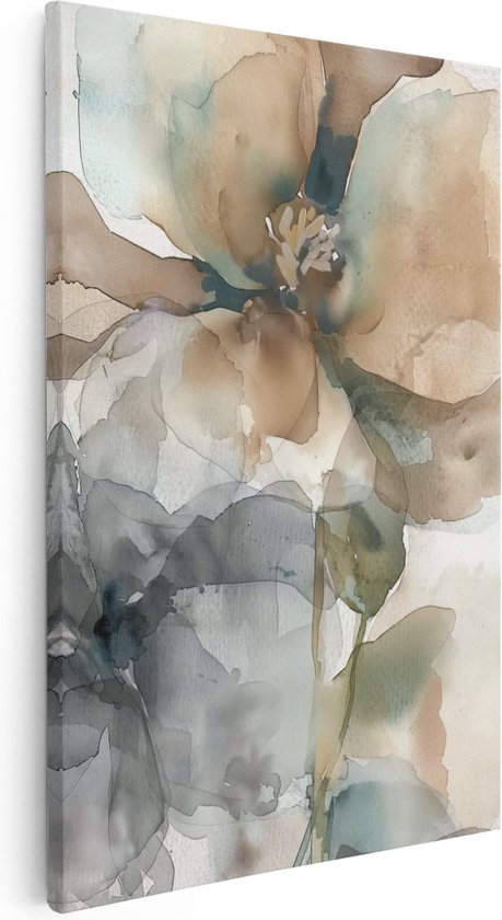 Artaza Canvas Schilderij Aquarelkunstwerk van Bloemen - 60x90 - Muurdecoratie - Foto Op Canvas - Canvas Print