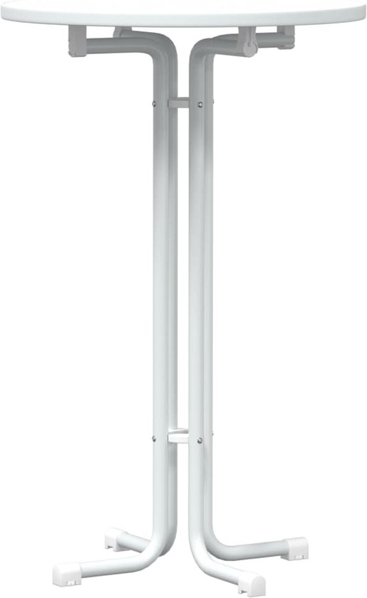 vidaXL - Eettafel - Ø - 70x110 - cm - bewerkt - hout - en - staal - wit