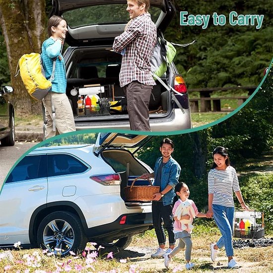 Grill-Caddy Mit 7 Fächern – Für Gewürze, Besteck, Teller & Mehr – Inkl. Grillmatte – Ideal Für Garten, Camping & Picknick