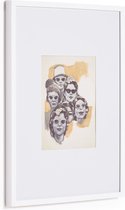 Kave Home - Fedra wit en beige foto met brildragende gezichten 50 x 70 cm
