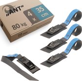 Premium spanband kort, gewatteerd, 4 stuks, 35cm, 19mm - 80Kg - klemslot, EN-12195-2, zwart - spanbanden voor fietsendragers