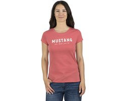 Mustang Dames T-Shirt Alexia C Logo slim fit Rood L Ronde Hals Volwassenen Basic T-shirt met korte mouwen en ronde hals gemaakt van 100% katoen