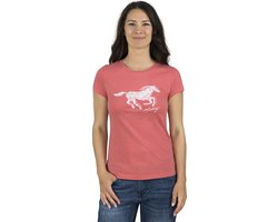Mustang Dames T-Shirt Alexia C Logo slim fit Rood L Ronde Hals Volwassenen Basic T-shirt met korte mouwen en ronde hals gemaakt van 100% katoen