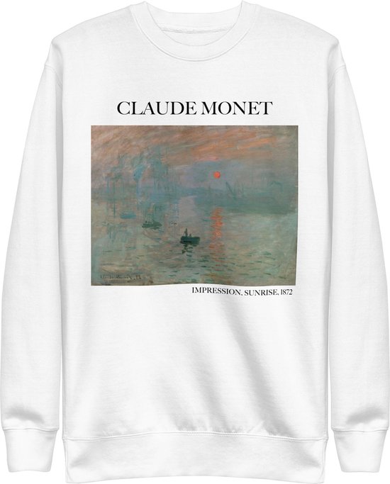 Claude Monet 'Impressie, Zonsopgang' ("Impression, Sunrise") Beroemd Schilderij Sweatshirt | Unisex Premium Sweatshirt | Wit | S