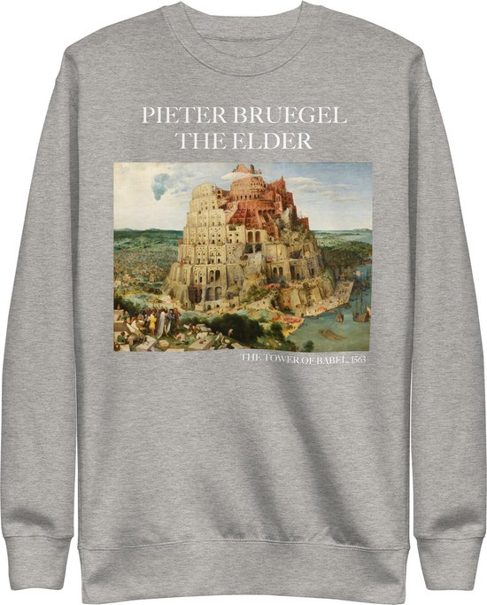 Pieter Bruegel de Oude 'De Toren van Babel' ("The Tower of Babel") Beroemd Schilderij Sweatshirt | Unisex Premium Sweatshirt | Carbon Grijs | S