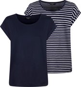 DENIMFY Dames Top DFSophie 2-Pack regular fit Blauw Ronde Hals Volwassenen Zomertop katoen-modal mix