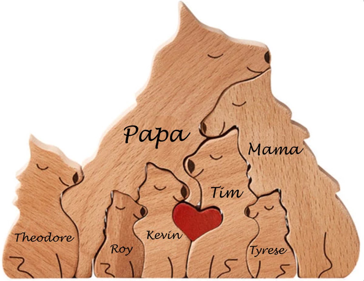Goedkoopste Gepersonaliseerde wolven roedel - 7 wolven - geboorte - kraam cadeau - puzzel - honden familie