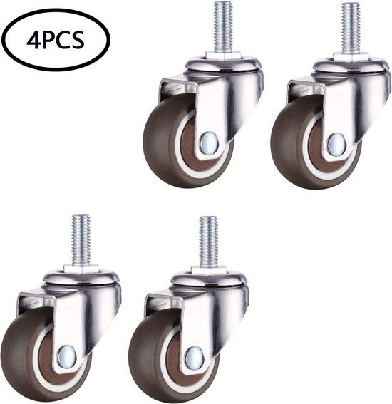 Lowats Meubelwielen met schroefdraad, 4 stuks, meubelwielen, m6