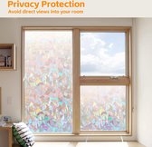 Raamfolie Window Privacy Film 44.5 x 220 cm, Zelfklevende Vensterfolie met Statische Hechting, 3D Regenboog Decoratieve Folie voor Kantoor Thuis Keuken