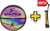SPARKLE Lichtgevende Basketbal + GRATIS pomp | Reflecterend | Basketball | Holografisch | Glow in the Dark | Kinderen en Volwassenen | Unisex | Wit/Zwart/Roze/Blauw/Geel | Outdoor/Indoor | Maat 7