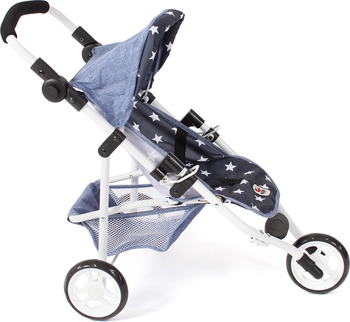 Blauwe poppenbuggy, Götz poppen wagen, wandel wagen blauw