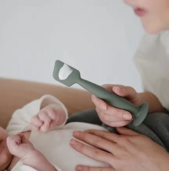 Spatel om creme aan te brengen - Baby insmeren - Schone handen - Silicone - Grijs/Blauw - 2 stuks van Merkloos — afbeelding 2