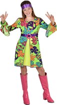 Magic By Freddy's - Hippie Kostuum - Jonge Bloem Power - Meisje - Groen - Maat 164 - Carnavalskleding - Verkleedkleding