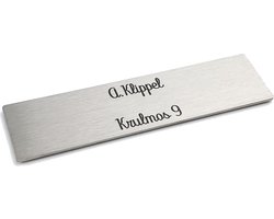Kirinify – RVS Naambordje voordeur 10 x 2.5 cm – RVS naamplaatje brievenbus – Permanente lasergravering – Zelfklevend