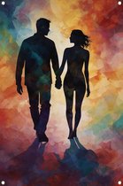 Silhouetten tuinposter - Mensen poster - Tuinposters Liefde - Buiten - Tuin posters - Wanddecoratie tuinposter 100x150 cm